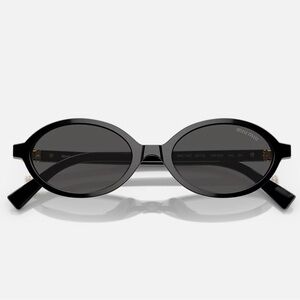 Miu Miu Sleek Black Oval Sunglasses MU 04ZS